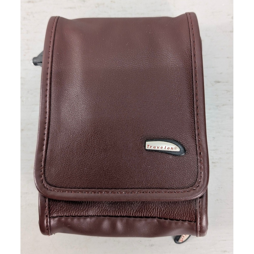 Travelon Leather Compact Crossbody Travel Bag Magnetic Closure Adjustable Brown‎